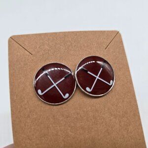 Golf Themed Cufflinks With Crossed Clubs Design For Men